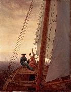 Caspar David Friedrich On a Sailing Ship oil on canvas